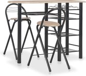 3-delige Barset met schappen hout en staal