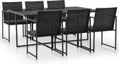 7-delige Tuinset met kussens poly rattan zwart