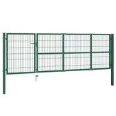 Poort met palen - Staal - Groen - 350x100 cm