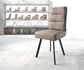 Gestoffeerde-stoel Pela-Flex 4-poot ovaal zwart taupe vintage pocketveer kern