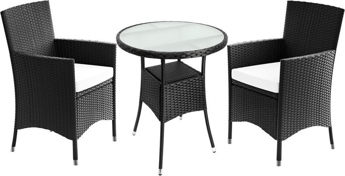 Casaria - Polyrattan Balkon Set 3 Stuks - Kussens 7 cm Dik