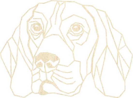 Beagle Geometrisch Hout 68 x 50 cm Light Wood - Honden - Wanddecoratie