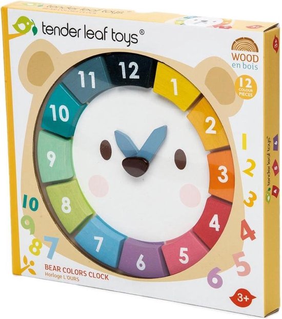 Tender Leaf Toys - Leren klokkijken - regenboog kleuren - beer - Tender toys
