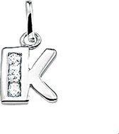 Robimex Collection Zilveren Letterhanger K - Met Zirkonia Gerhodineerd
