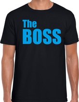 The boss t-shirt zwart met blauwe letters voor heren L