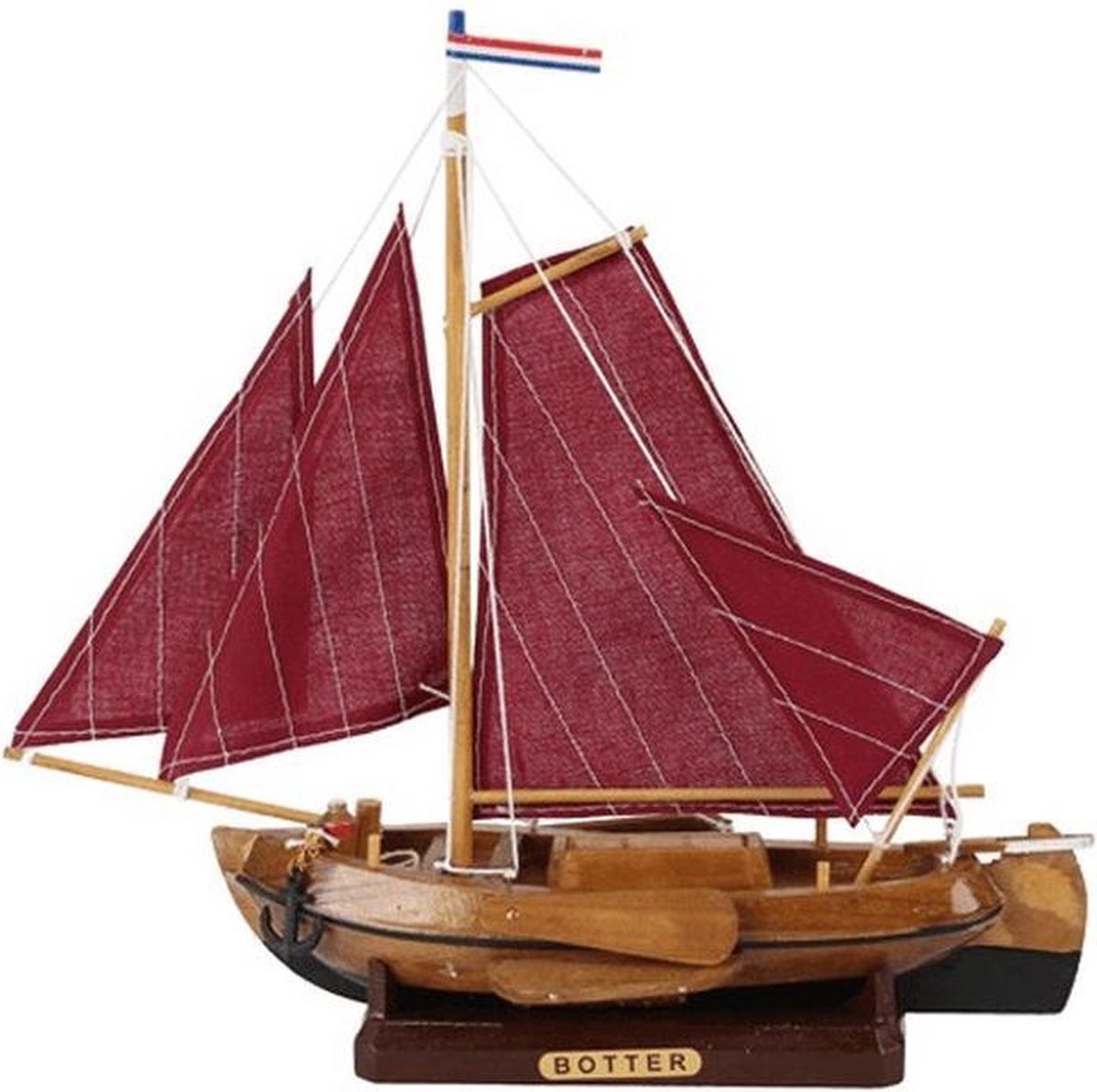 Specificiteit Siësta bedelaar Decoratie miniatuur model Hollandse vissersboot met rode zeilen 25 cm -  miniatuur... | bol.com