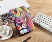 P.C.K. Hoesje/Boekhoesje/Bookcover/Bookcase/Book draaibaar leeuw print geschikt voor Samsung Galaxy TAB A T510 (2019) MET PEN EN GLASFOLIE