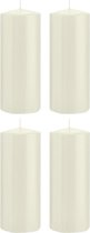 4x Ivoorwitte cilinderkaarsen/stompkaarsen 8 x 20 cm 119 branduren - Geurloze kaarsen - Woondecoraties