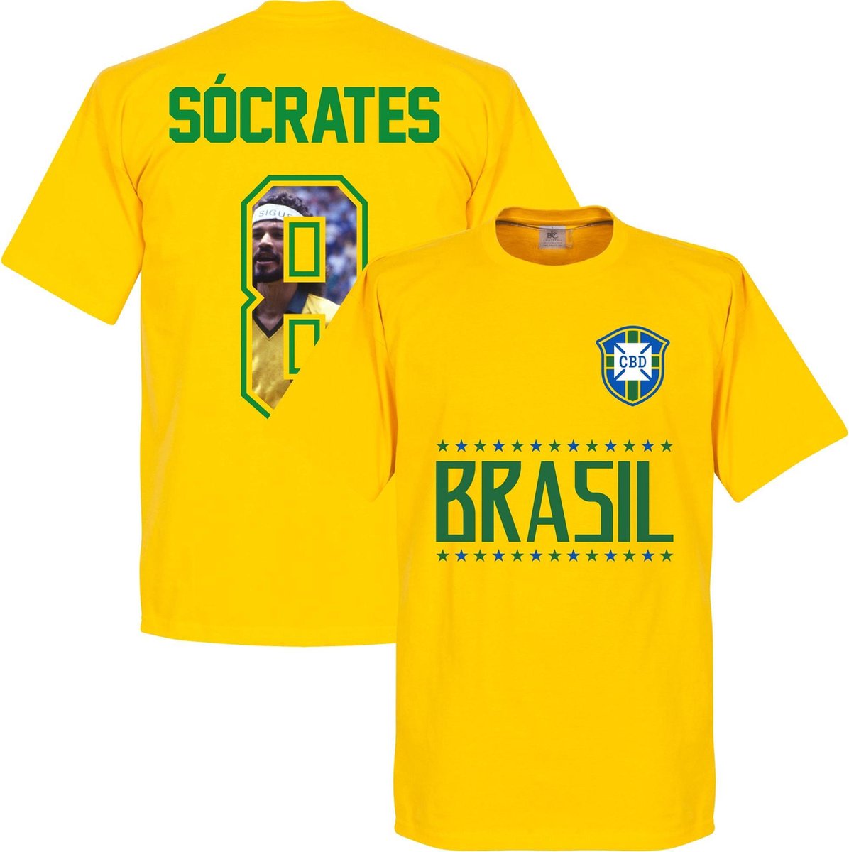 Brazilië Socrates 8 Gallery Team T-Shirt - Geel - M