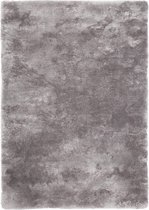 Handgeweven hoogpolig vloerkleed Curacao - zilver - 80x150 cm