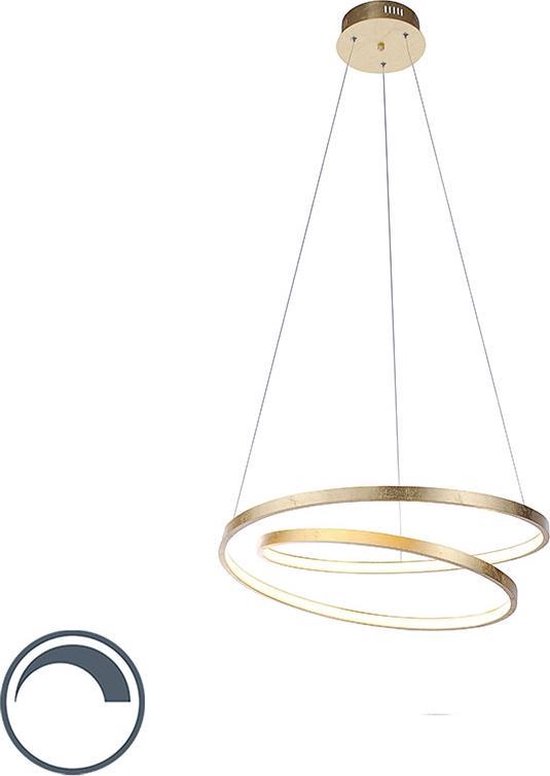 Paul Neuhaus rowan - Design LED Dimbare Hanglamp met Dimmer - 1 lichts - Ø 55 cm - Goud/messing - Woonkamer | Slaapkamer