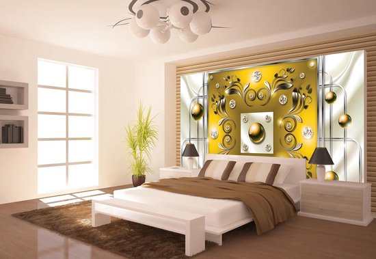 Argent | Photomural jaune, revêtement mural