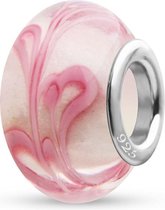 Charm Perle de Verre Quiges - Rose avec Guirlandes - Argent 925 - GZ040
