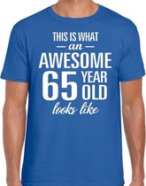 Awesome 65 year / 65 jaar cadeau t-shirt blauw heren S