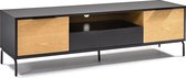 Kave Home - Savoi MDF TV-meubel met zwarte lak en zwart afgewerkt staal 170 x 50 cm
