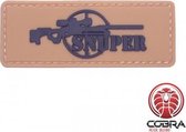 Sniper geweer militaire bruine PVC patch embleem met klittenband