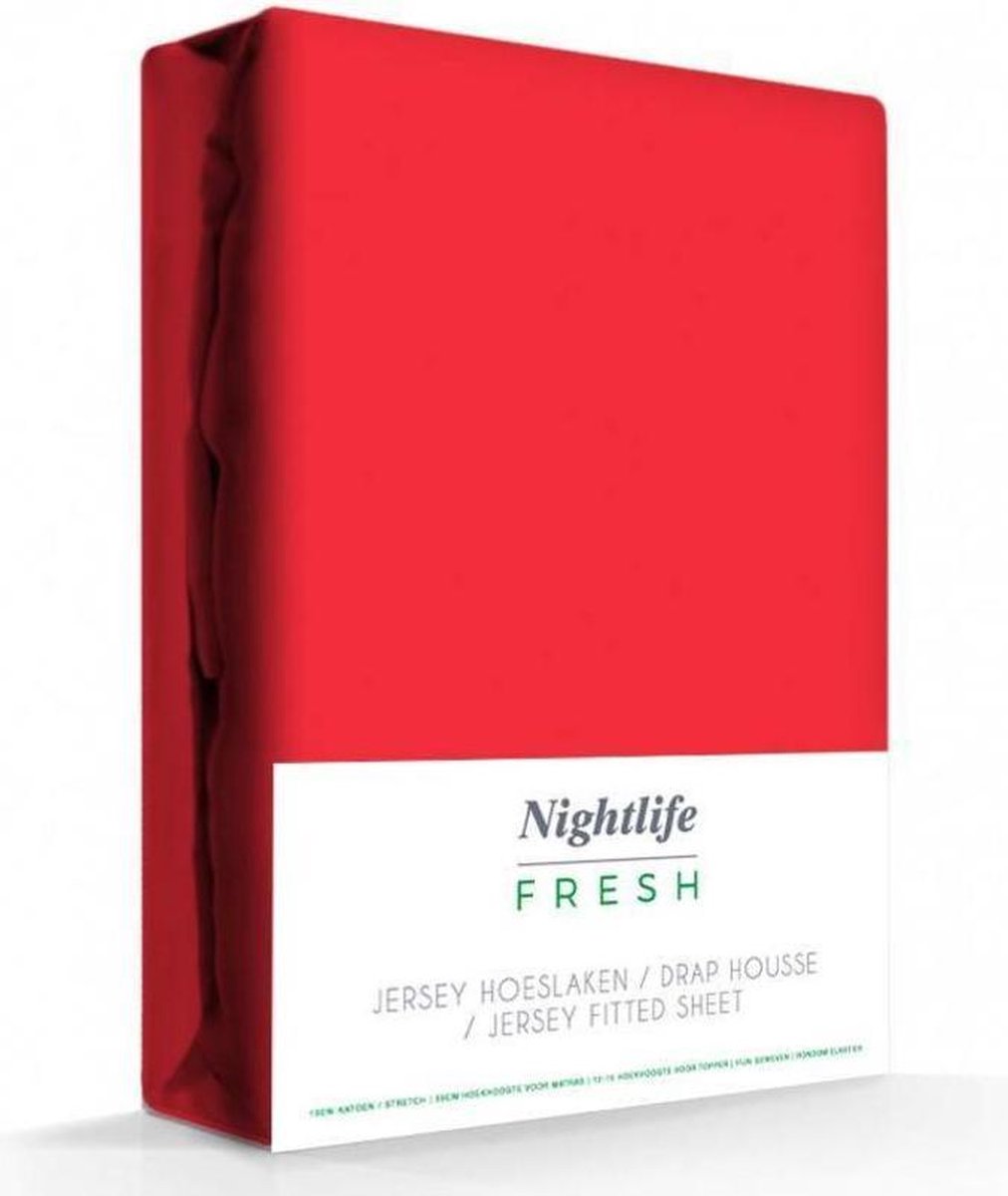 Ambianzz Bedding - Jersey Hoeslaken Matras - 150 gr/m2 - 100% Katoen (stretch) - 140x200 + 35 cm - Rood