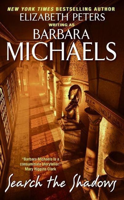 Couverture du livre 'Search the Shadows' par Barbara Michaels, montrant un couloir de style égyptien.