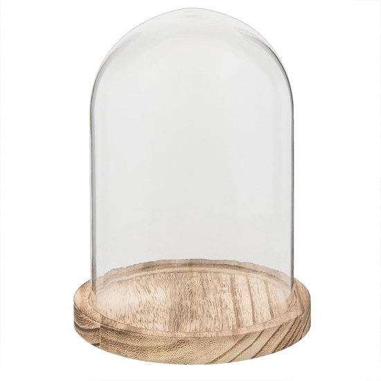 Clayre & Eef Stolp 6GL2168 Ø 10*15 cm - Transparant Glas Glazen Stolp Stolp op Voet