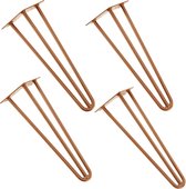 Hairpin poten tafelpoten 3-punt set van 4 - 40 cm - bruin-koperachtig