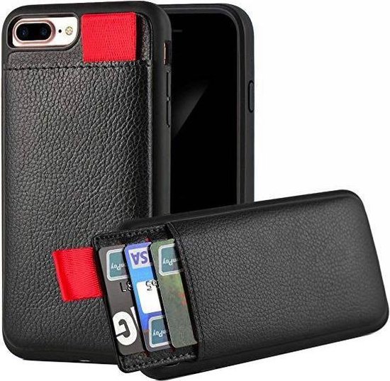 Bijdrage bladerdeeg Centraliseren Apple iPhone 7/8 Plus Zwart Lederen Smartphoneproducts hoesje/case met  Pasjeshouder | bol.com