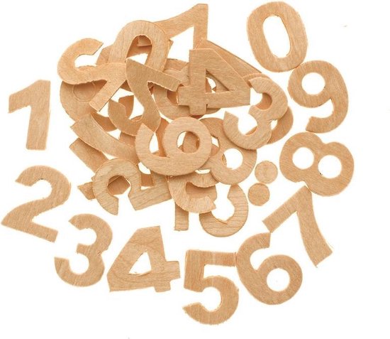 60x Houten cijfers/nummers 2,5 - 0 t/m 9 - Hobby/knutselmateriaal - Getallen -... | bol.com