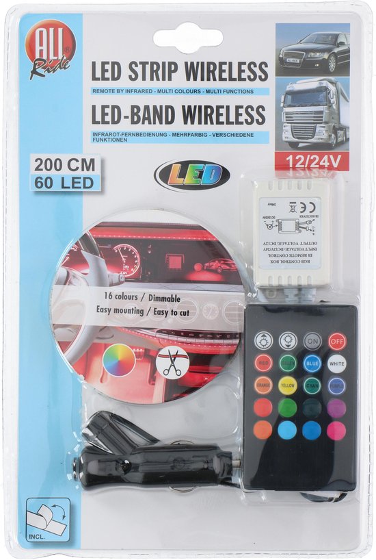 Bande LED All Ride - 16 couleurs - 2 mètres - Télécommande - Dimmable - 60  LED | bol.com