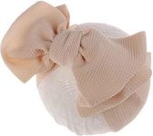 MINIIYOU® Baby en peuter Haarband met strik 6-36 maanden | Baby en peuter hoofdband beige nude verstelbaar in maat | hoofdband grote strik