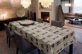 Molton Tafellaken - Tafelkleed - Tafelzeil - Duurzaam - Hoogwaardig - Dikkere onderlaag - Soepel - Aangenaam Gevoel - Opgerold Op Dunne Rol - Grijs - Bruin - Geen Plooien - 140cm x 180cm