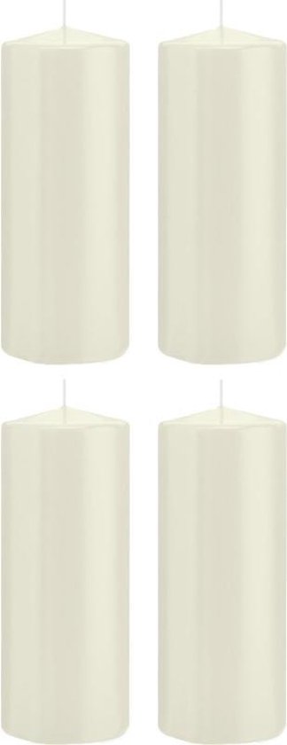 4x Witte cilinderkaarsen/stompkaarsen 8 x 20 cm 119 branduren