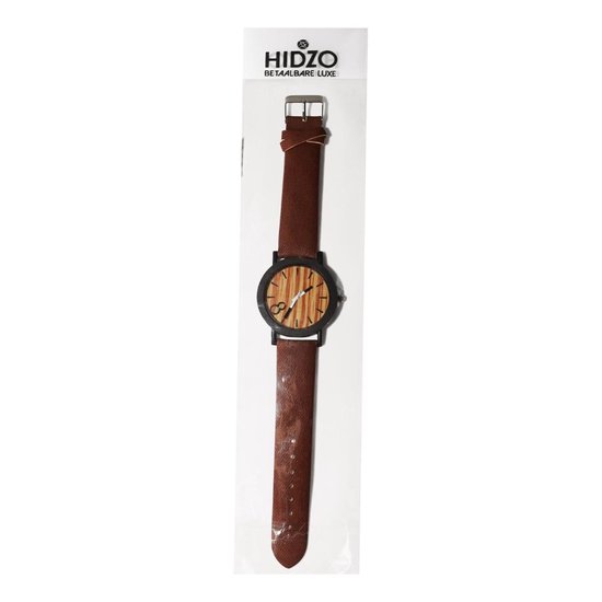 Feifan - Houtlook Horloge - Kunststof - Brown/Bruin - 38 mm in een doosje