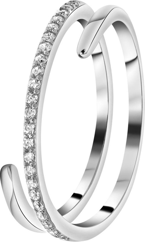 Lucardi Ringen - Zilveren ring spiraal met zirkonia | bol.com
