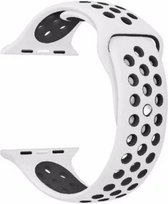 KELERINO. Siliconen bandje geschikt voor Apple Watch (42mm & 44mm) - Wit  / Zwart - Large