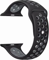 KELERINO. Siliconen bandje geschikt voor Apple Watch (42mm & 44mm) - Zwart  / Grijs - Small