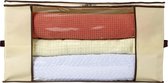 Opbergtas / Opbergzak met Rits voor Dekbed / Kleding / Speelgoed – Beige / Wit