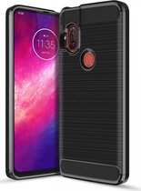 Motorola One Hyper Geborsteld TPU Hoesje Zwart