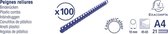 3x Doos van 100 plastic spiraal inbindruggen 10 mm - A4, Blauw