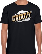 Groovy fun tekst t-shirt voor heren zwart in 3D effect XL