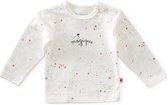 Little Label - baby shirt lange mouw - off white caramel pink stars - maat: 68 - bio-katoen