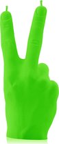 Fluorescerend Groene gelakte Candellana figuurkaars, design: Hand Peace Hoogte 21 cm (30 uur)