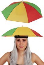 Hoofd paraplu rood/geel/groen carnaval.
