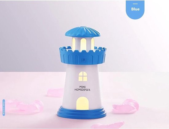 150ml ultrasone luchtbevochtiger | Vuurtoren | USB | geurverspreider | etherische olie | Aroma therapie | LED-licht | Blauw