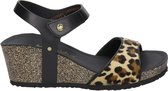 Panama Jack Victory Leopard B3 sandalen met sleehak zwart - Maat 40