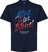 Frankrijk Allez Les Bleus WK Winners 2018 T-Shirt - Navy - XXXL