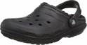 Zwarte Crocs clog met vachtvoering en draaibare band.