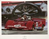 Lithografie - Hessel Bes - Ferrari 712 Can-Am Watkins Glen met Mario Andretti