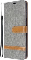 Denim Book Case - Samsung Galaxy S20 Plus Hoesje - Grijs