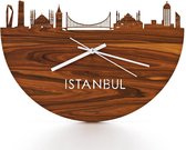 Skyline Klok Istanbul Palissander hout - Ø 40 cm - Woondecoratie - Wand decoratie woonkamer - WoodWideCities