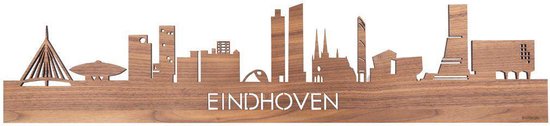 Skyline Eindhoven Notenhout - 100 cm - Woondecoratie - Wanddecoratie - Meer steden beschikbaar - Woonkamer idee - City Art - Steden kunst - Cadeau voor hem - Cadeau voor haar - Jubileum - Trouwerij - WoodWideCities