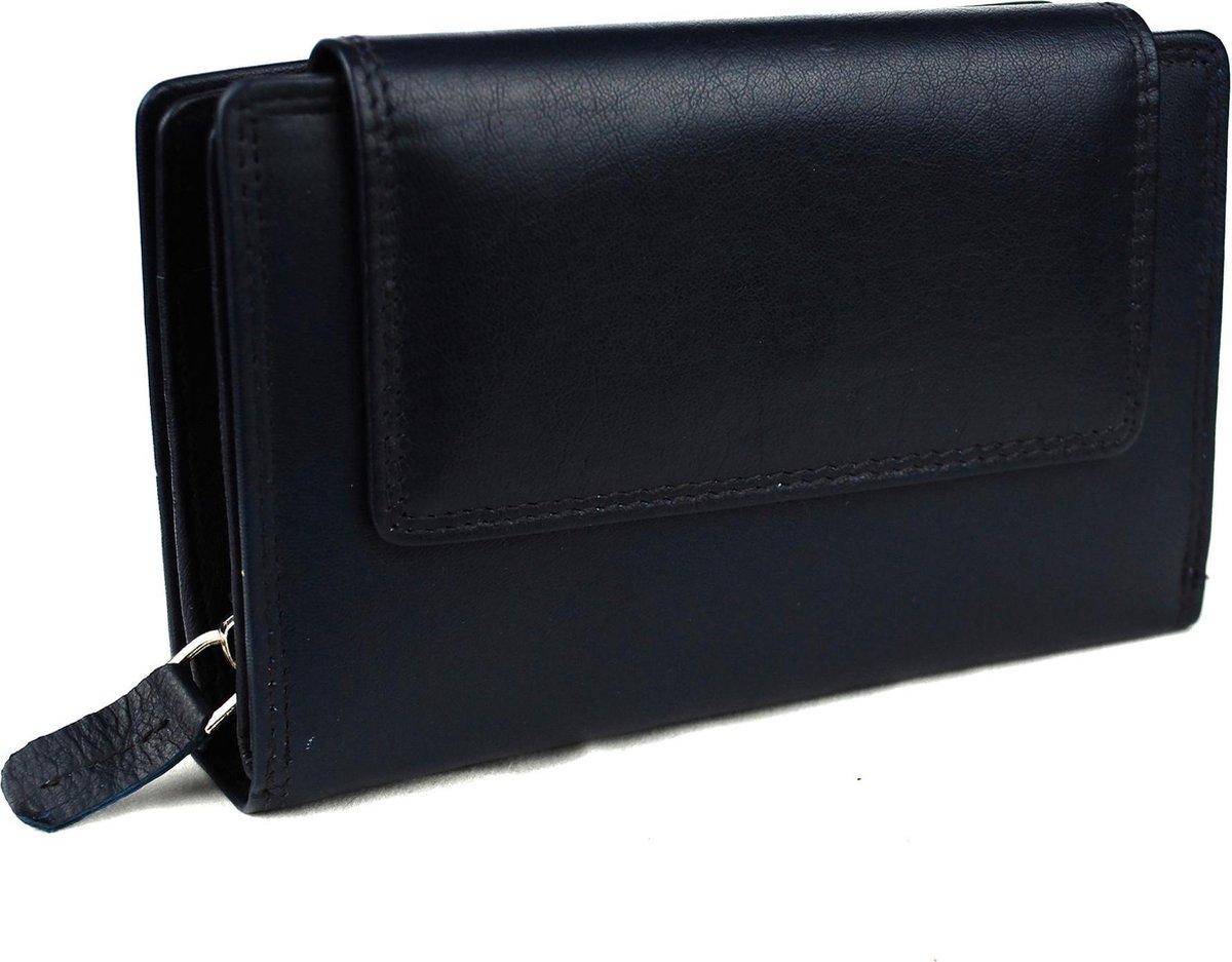 Massi Miliano Portemonnee Dames Nappa Leer Blauw ( RS-5014-8) - 15.5x10 cm -